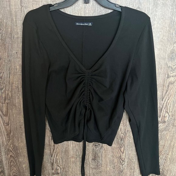 Abercrombie & Fitch Black Long Sleeve Crop top L - Picture 1 of 1